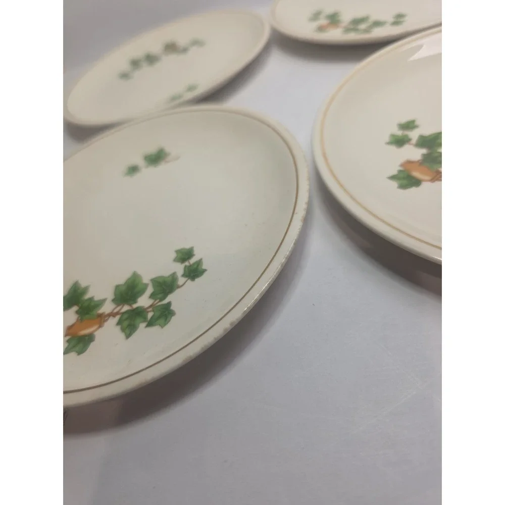 Paden City‎ Pottery USA Ivy  Gold Trim Set Of 4 Bread Plates 6.25 Vintage 1953